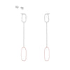 E353s.rg Rectangle & Chain Post Earring in Sterling Silver and Rose Gold