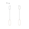 E353s.yg Rectangle & Chain Post Earring in Sterling Silver and Yellow Gold