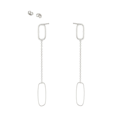 E353s Rectangle & Chain Post Earring in Sterling Silver