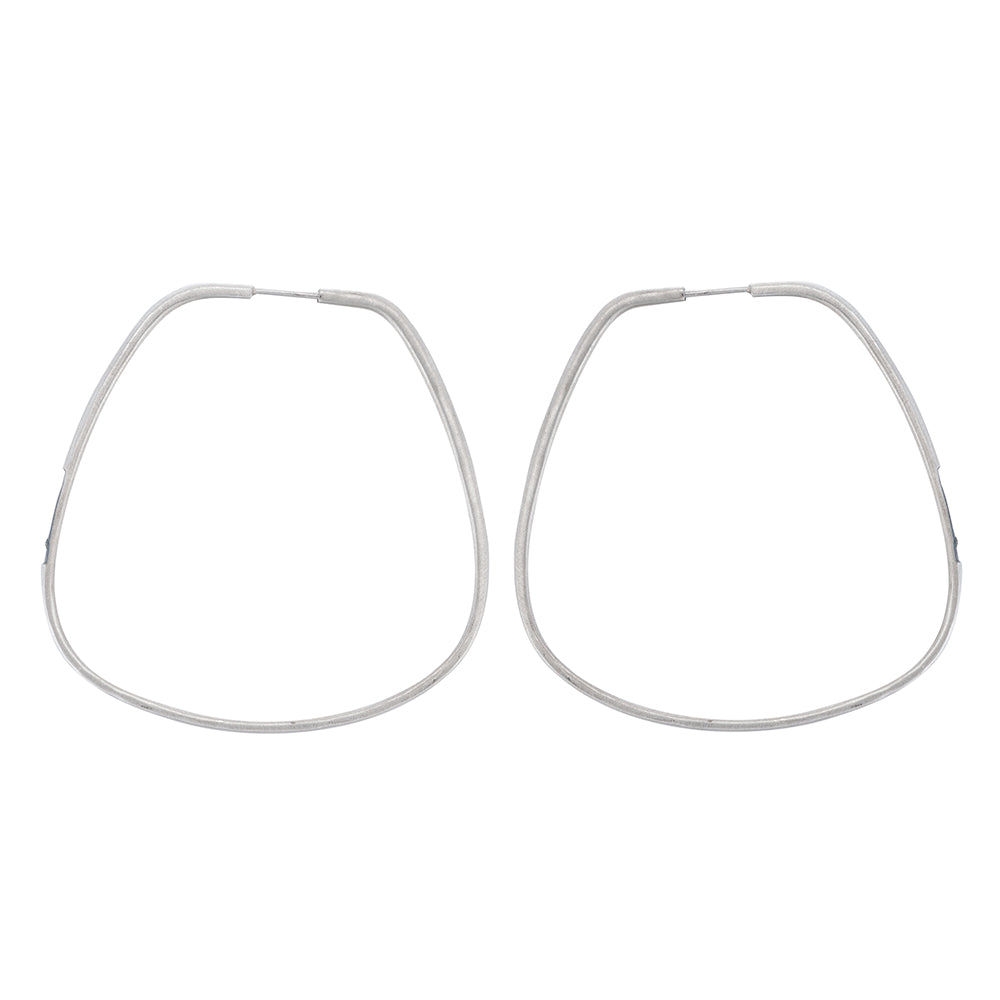 E357 Black & White Channel Continuous Trapezoid Hoop Earrings with Tiny Diamonds