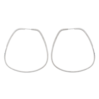 E357 Black & White Channel Continuous Trapezoid Hoop Earrings with Tiny Diamonds