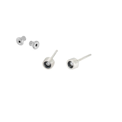E358 Black & White Sunken Diamond Stud Earrings