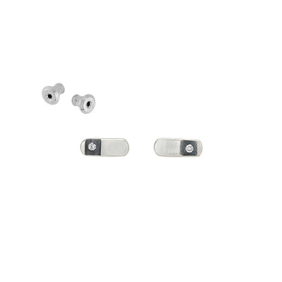 E359 Black & White Channel Rectangular Stud Earrings