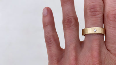 14k Gold Round Ring with Tiny Diamond - Colleen Mauer Designs