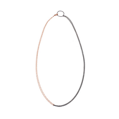 N269x.rg Line Necklace in Black Oxidized Silver & Rose Gold