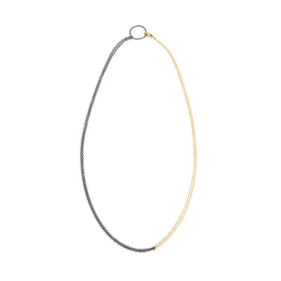 N269x.yg Line Necklace in Black Oxidized Silver & Yellow Gold