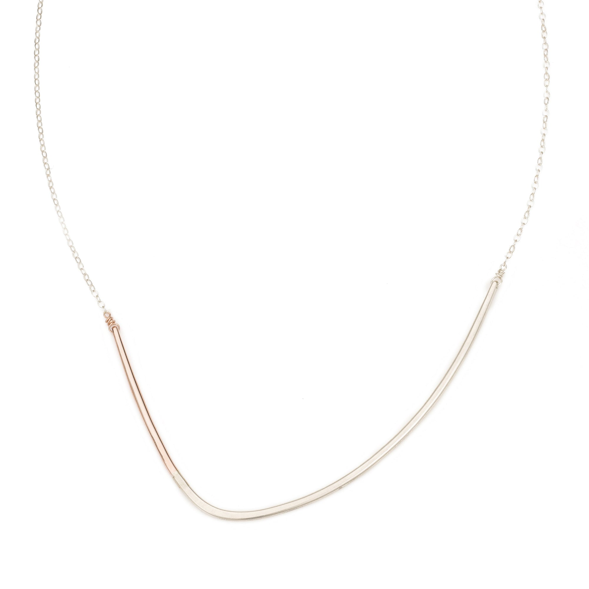 N277s.rg Silver and Rose Gold Inflecto Necklace on Silver Chain
