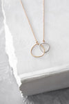 N298g.yg Yellow Gold and Silver Interlocking Necklace on Yellow Gold Chain - Lifestyle Image