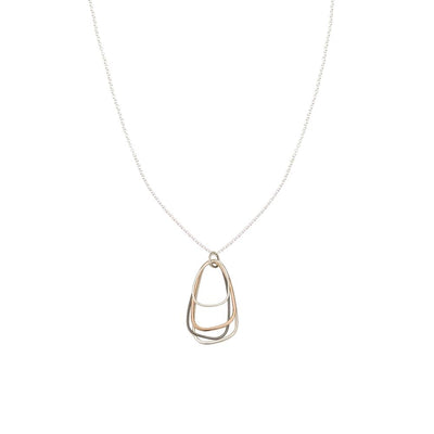 N300s.rg Silver, Rose Gold and Black Multi Triangle Necklace on Sterling Silver Chain