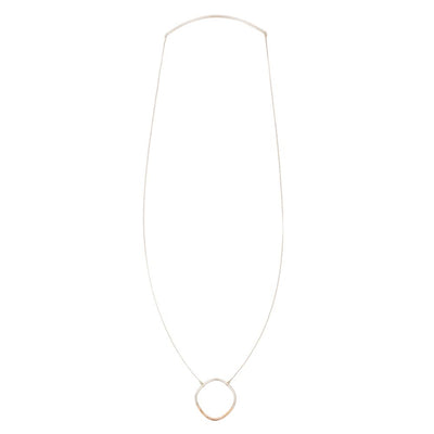 N301s.rg Long Two-Toned Sterling Silver and Rose Gold Rounded Square Necklace - Full Length Image