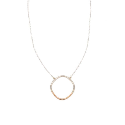 N301s.rg Long Two-Toned Sterling Silver and Rose Gold Rounded Square Necklace