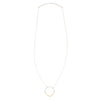 N301s.yg Long Mixed Metal Sterling Silver and Yellow Gold Rounded Square Necklace - Full Length Image