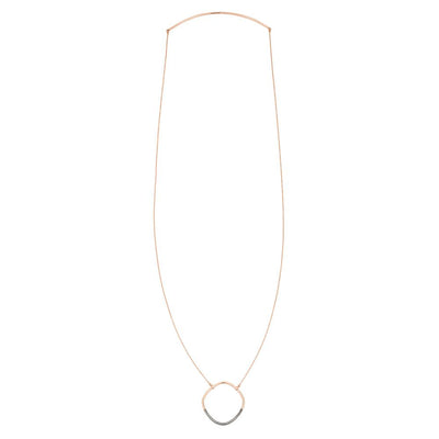 N301x.rg Long Two-Toned Mixed Metal Rounded Square Necklace in Rose Gold and Black Oxidized Silver - Full Length Image