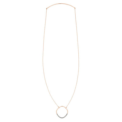 N301x.rg Long Two-Toned Mixed Metal Rounded Square Necklace in Rose Gold and Black Oxidized Silver - Full Length Image