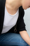 N301x.yg Long Black & Gold Rounded Square Necklace