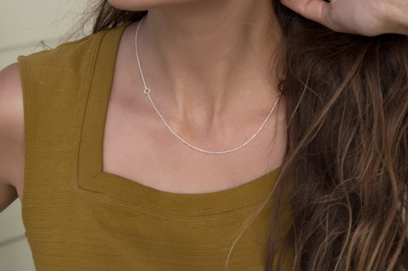 N304s.rg Silver and Rose Gold Delicate Chain Necklace