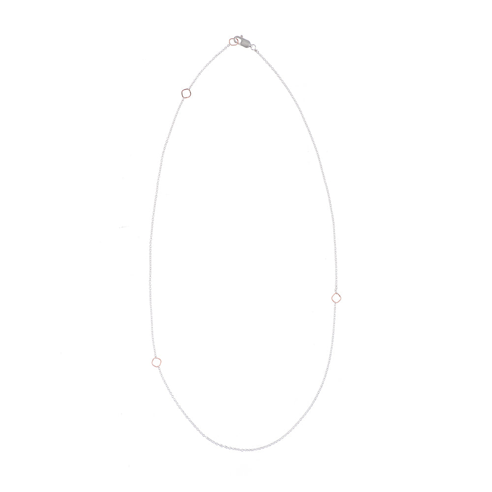 N304s.rg Silver and Rose Gold Delicate Chain Necklace