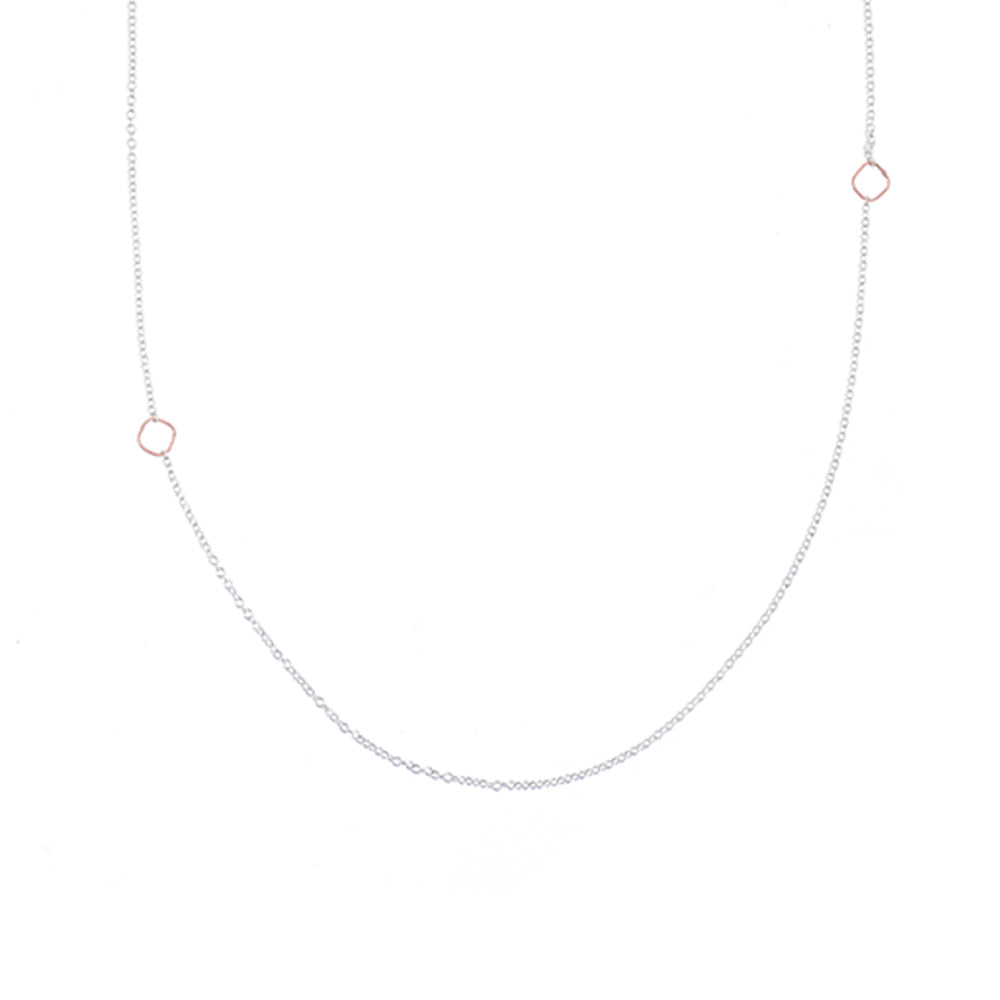 N304s.rg Silver and Rose Gold Delicate Chain Necklace