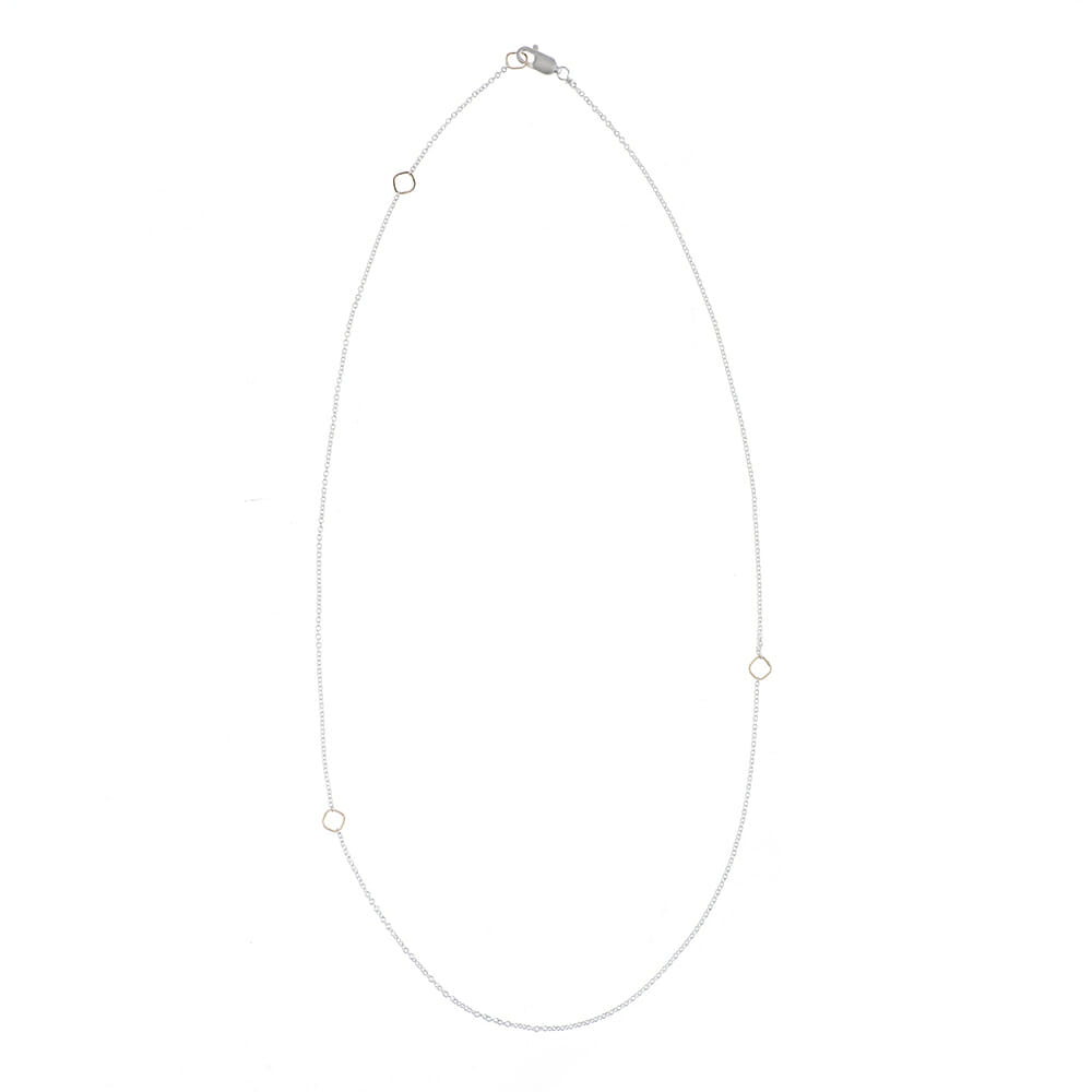N304s.yg Silver and Yellow Gold Delicate Chain Necklace