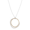 N307s.yg Long Double Square Necklace in Silver and Yellow Gold