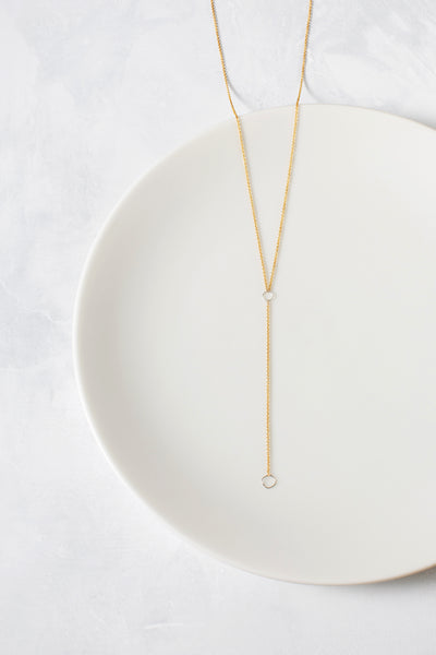 N310g.yg Square Lariat Necklace in Yellow Gold and Sterling Silver