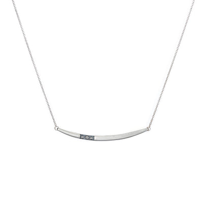 N312 Black & White Channel Arc Necklace with Tiny Diamonds