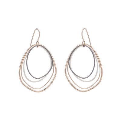 E287g.yg Topography Earrings in Yellow Gold, Silver and Black Oxidized Silver (Mostly Gold)