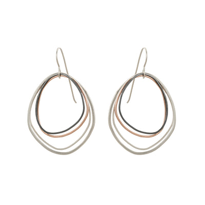 E287s.rg Topography Earrings in Rose Gold, Silver and Black Oxidized Silver (Mostly Silver)