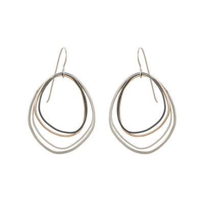 E287s.yg Topography Earrings in Yellow Gold, Silver and Black Oxidized Silver (Mostly Silver)