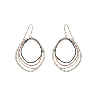 E286s.rg Small Rose Gold, Silver and Black Topography Earrings