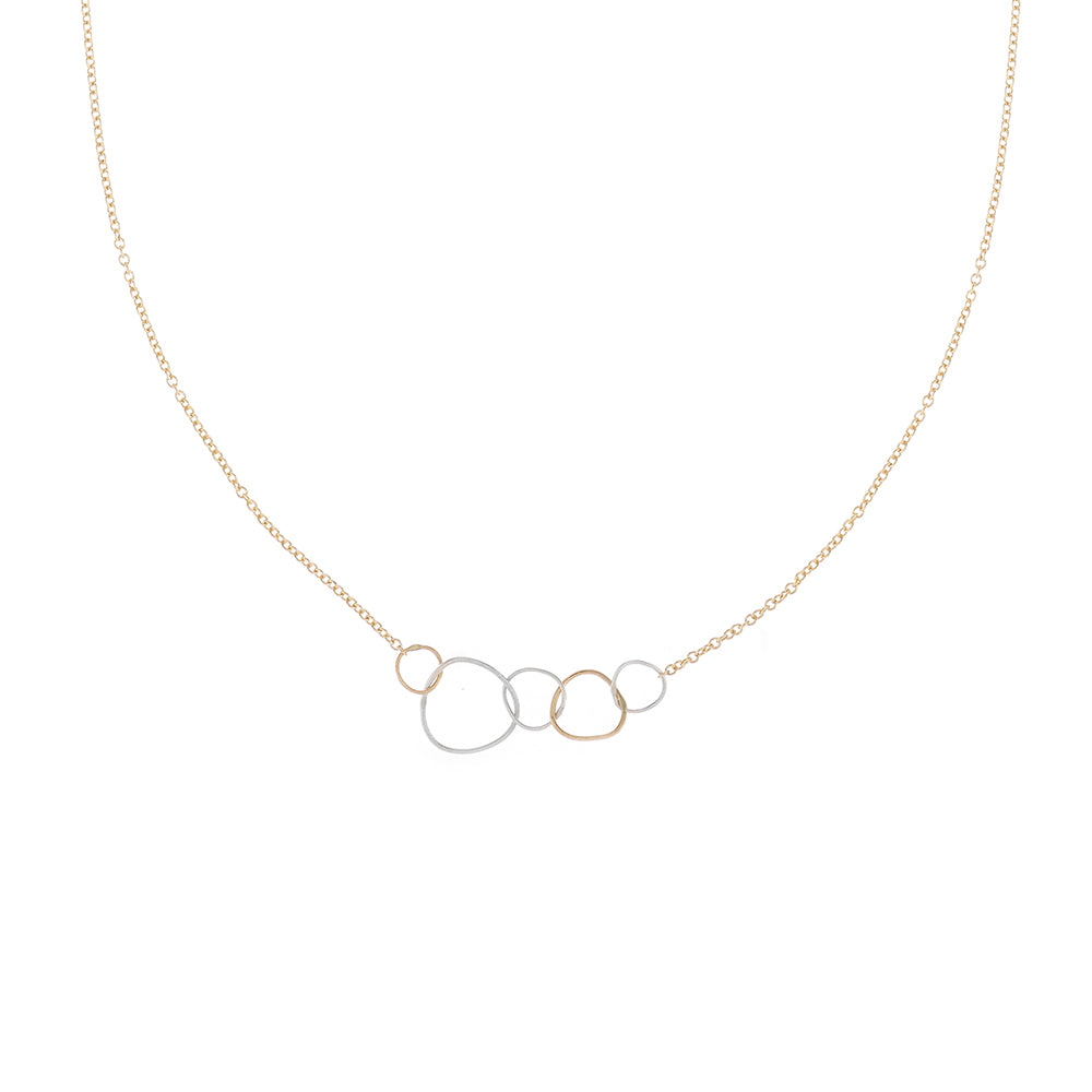 N311g.yg 5-Loop Mini Pebble Necklace in Yellow Gold and Sterling Silver