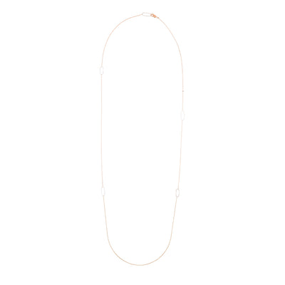 N308g.rg Long Rectangle & Delicate Chain Necklace in Rose Gold and Sterling Silver - Entire View