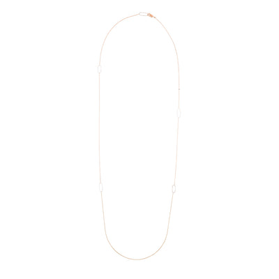 N308g.rg Long Rectangle & Delicate Chain Necklace in Rose Gold and Sterling Silver - Entire View