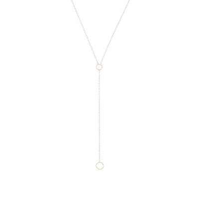 N310s.yg Square Lariat Necklace in Sterling Silver and Yellow Gold