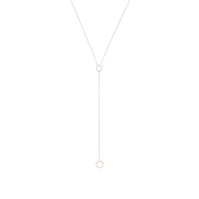 N310s.rg Square Lariat Necklace in Sterling Silver and Rose Gold