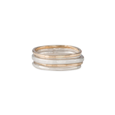 R19s.yg 5-Stack Short Round Silver & Gold Ring Set