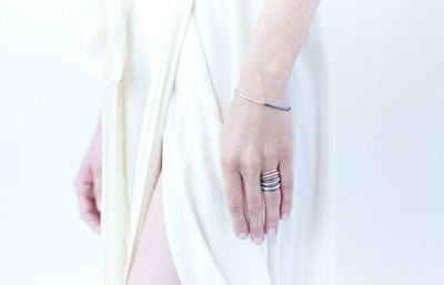 Thin Black & Gold Gibbous Cuff Bracelet - Colleen Mauer Designs