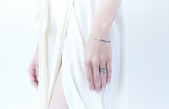 B83x.yg Thin Black Oxidized Silver & Yellow Gold Gibbous Mixed Metal Two-Toned Cuff Bracelet