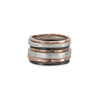 R43rg.RND 7-Stack TRI-Toned Mixed Metal Round Ring With Wide Band in Rose Gold, Sterling Silver and Black Oxidized Silver
