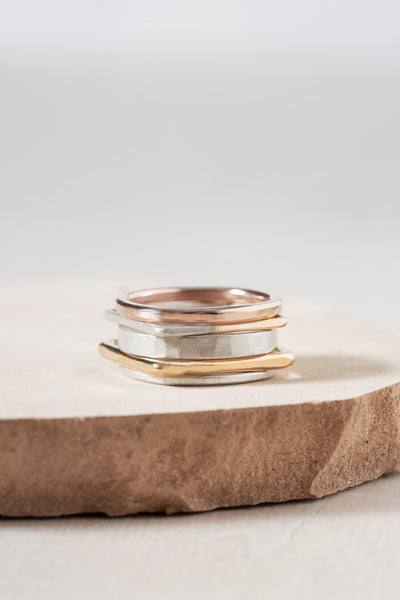 R50.SQ.RND 5-Stack Mixed Shape Ring Stack