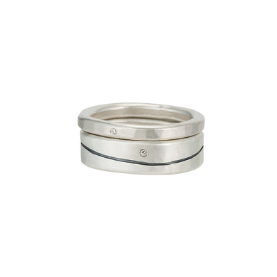 R-R52.RND-1.0 Line & Diamond Round Stack Ring Set