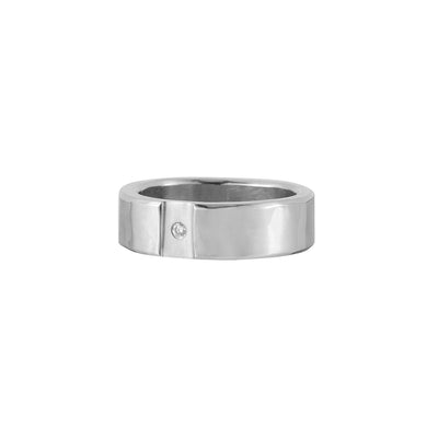 6mm Wide Silver Channel & Diamond Ring - Colleen Mauer Designs