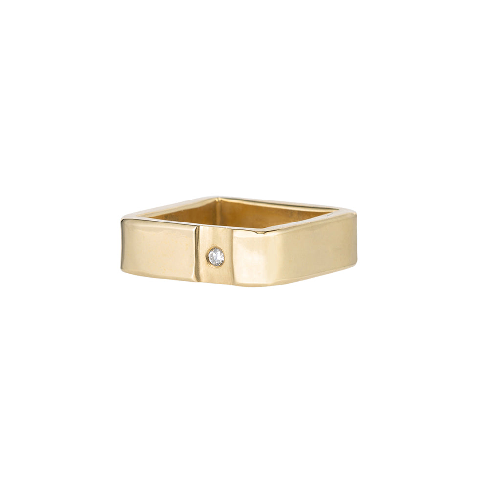 14k Gold Channel & Diamond Ring - Colleen Mauer Designs