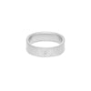 SSQ5-2.0 5mm Matte Silver Hammered Square Ring with 2.0mm Diamond