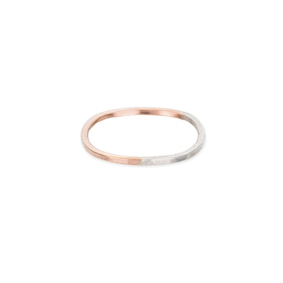 TTNRS.rg Thin Two-Toned Mixed Metal Rose Gold & Sterling Silver Round Ring