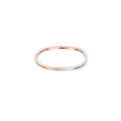 TTNRS.rg Thin Two-Toned Mixed Metal Rose Gold & Sterling Silver Round Ring