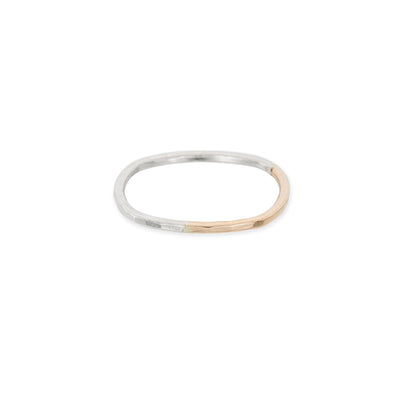 TTNRS Thin Two-Toned Mixed Metal Sterling Silver & Yellow Gold Round Ring