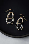 E330g.rg Rose Gold, Silver & Black Multi Triangle Earrings