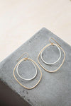 E335g.yg Large Double Angular Hoop Earrings in Yellow Gold and Silver