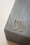 E336s.yg Interlocking Rectangle Post Earrings in Silver and Yellow Gold